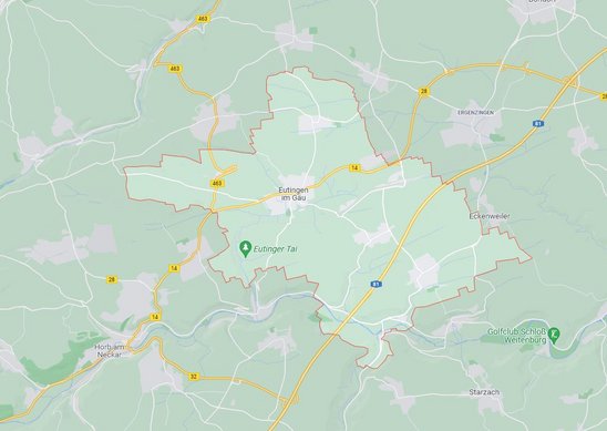 Auf diesem Bild sehen Sie eine Landkarte von Eutingen für Ihre Anreise.