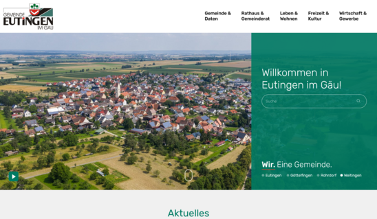 Startseite von der Homepage